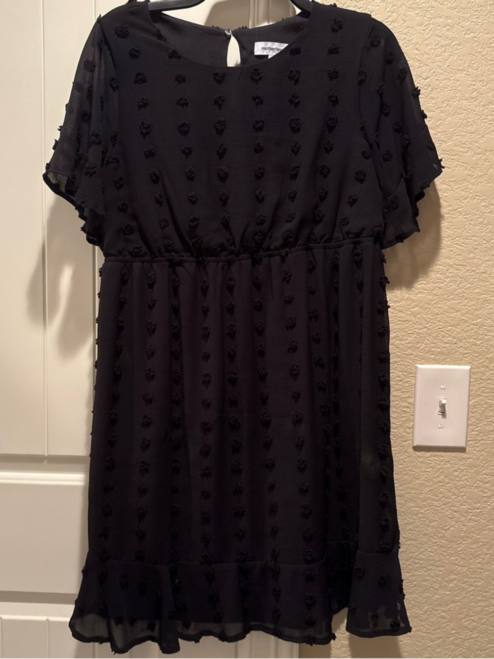 NWT Maternity Black Textured Dot Short Sleeve Dress